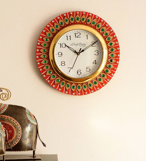 Buy Brown Solid Wood Analog Decorative Wall Clock By Ecraftindia