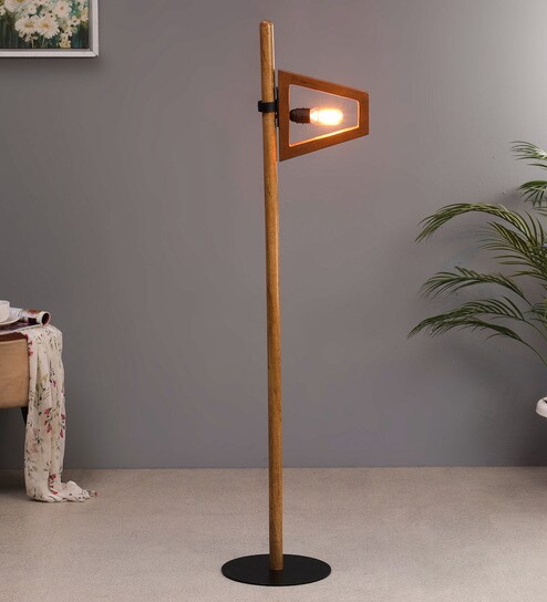 Buy Prudence Brown Metal Shade Floor Lamp With Wood Base By