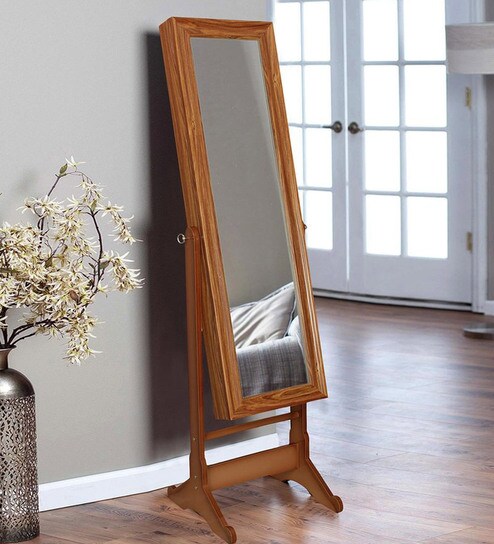 Buy Solid Wood Full Length Mirror In Brown Color By Zahab Online