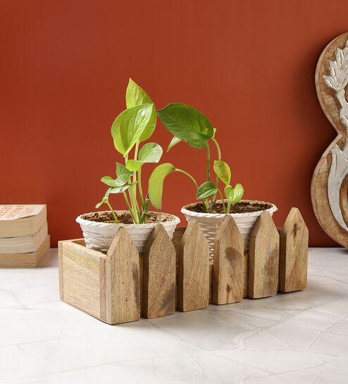 Brown Wood Planter Stand