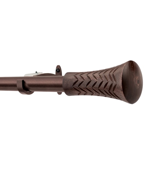 Brown Wood Taper Iron Expandable 1 Curtain Rod with Accessories ( 66 to 120 Inches) by Deco Window