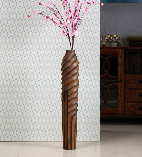 Buy Brown Wrap Tall Wooden Vase By Home Online Floor Vases