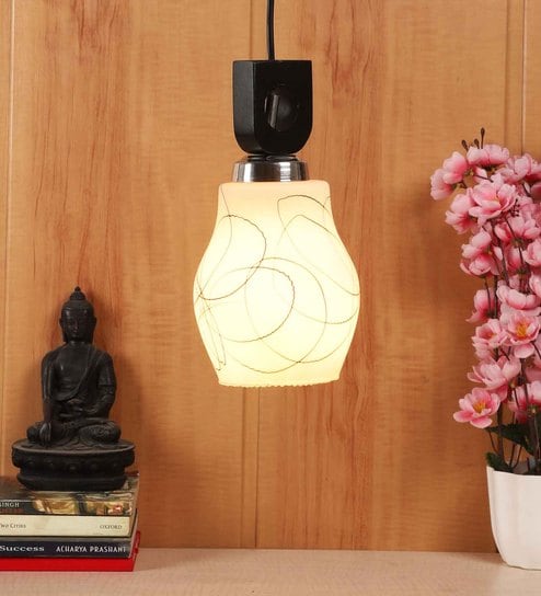 George Brown Glass and Wood Hanging Light