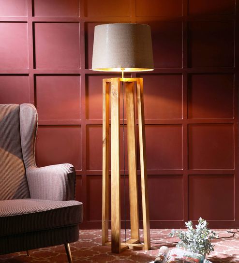 Buy Blender Wooden Floor Lamp With Fabric Shade Brown Base By Symplify Interio Online Modern And Contemporary Floor Lamps Floor Lamps Lamps Lighting Pepperfry Product