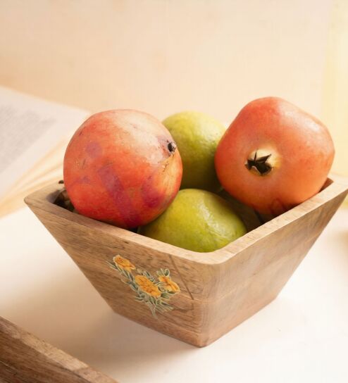 Brown Wooden Handcrafted Fruit Bowl