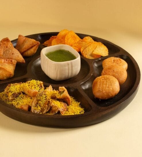 Brown Wooden Laser Cut Flower Snack Tray