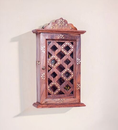 Brown Wooden Livorno Handcrafted Rectangle Shaped Decorative Key Holder