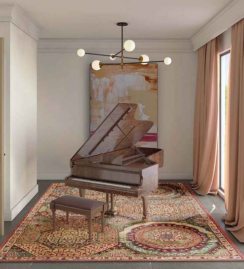 Brown Floral Wool 5 ft x 7 ft Hand Tufted Carpet