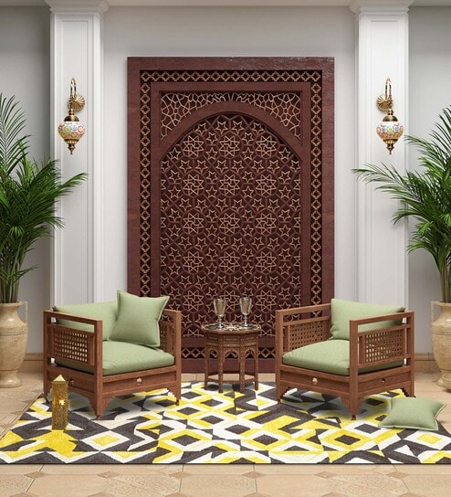 Multicolor Wool Geometric 6 x 9 Feet Hand Tufted Carpet