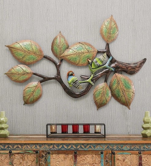 Buy Brown Wrought Iron 2 Bird Led Tree Wall Art By Decocraft