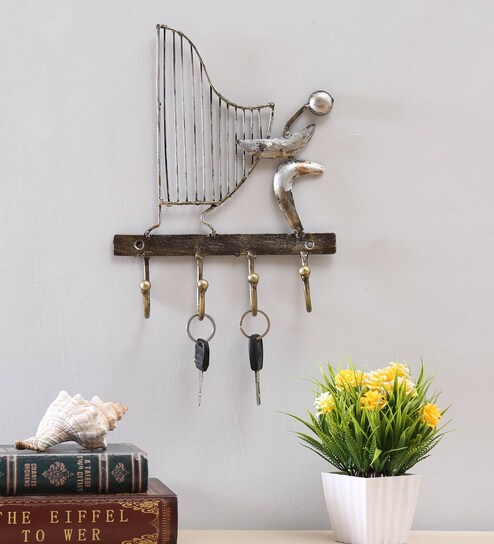 Buy Brown Iron Harp Hook Wall Decor By Vedas Online Novelty Key