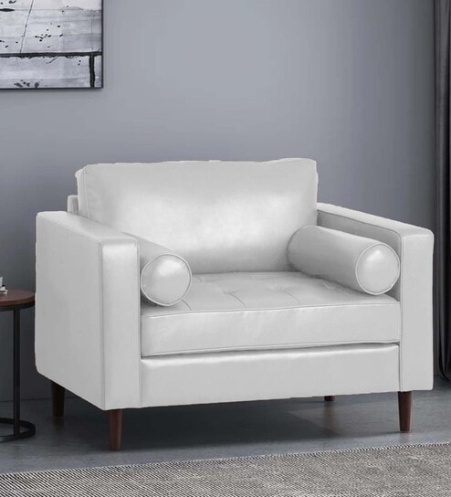 Bruch Pu Leather 1 Seater Sofa in Beige Colour