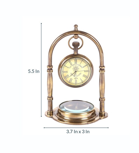 Buy Brown Brass Table Clock by Exim Decor Online Table Clocks Table