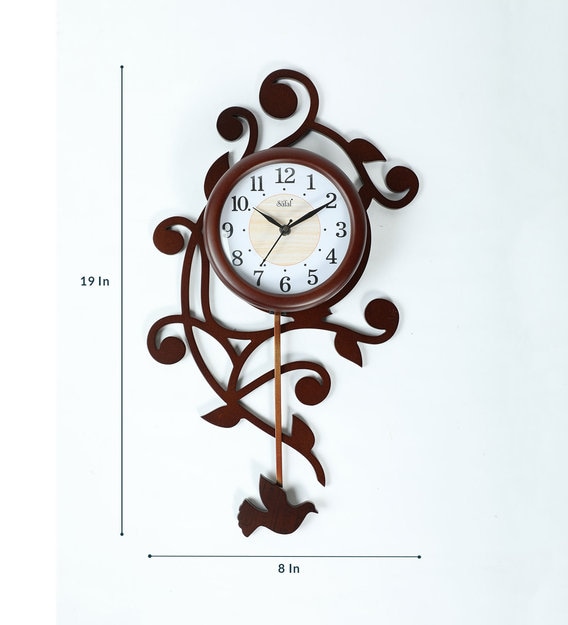 Buy Brown Mdf Artistic Pendulum Wall Clock By Safal Quartz