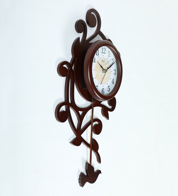 Buy Brown Mdf Artistic Pendulum Wall Clock By Safal Quartz