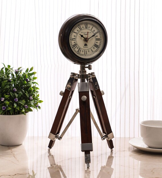 Buy Brown Engineered Wood Analog Table Clock By Mad Over Decor Online Table Clocks Table Clocks Home Decor Pepperfry Product