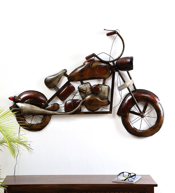 Buy Brown Metal Decorative With LED Wall Art by Awesome Online