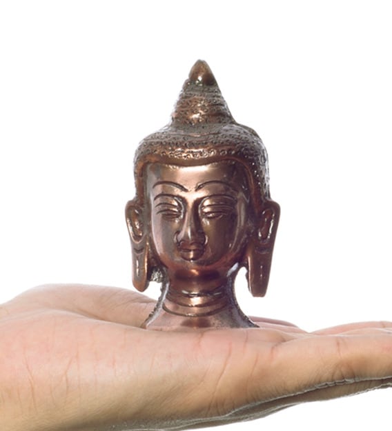 Buy Brown Metal Meditating Buddha Head With Curly Hair By Ecraftindia Online Buddha Religious Idols Home Decor Pepperfry Product