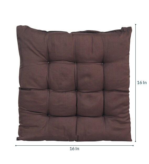 Buy Satin Brown Cotton Filled 16X16 Inch Chair Pads (Set Of 2) By Hosta ...