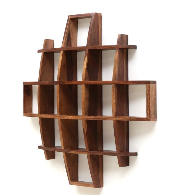 Buy Brown Sheesham Wood Wall Shelf By Wooden Mode Online Modern Wall