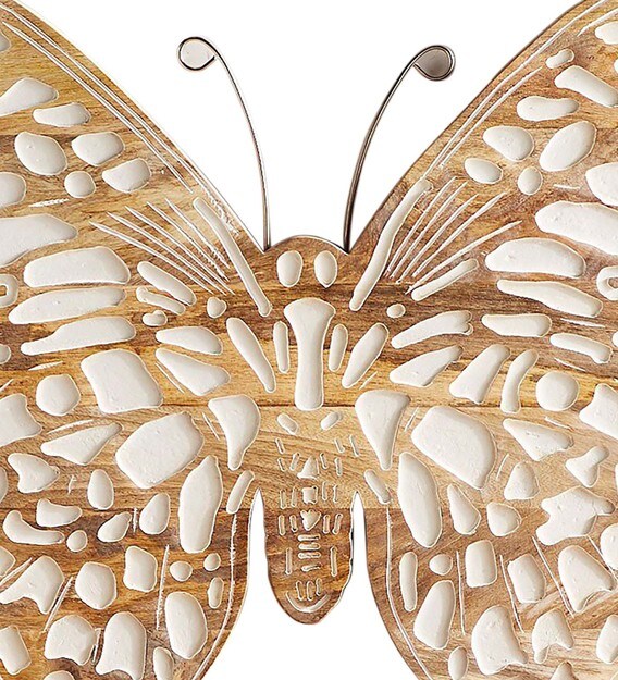 Buy Brown Solid Wood Butterfly Wall Art by Wooden Mood Online Wooden