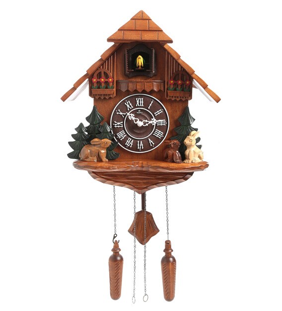 Buy Brown Solid Wood Analog Cuckoo Clock Horo Online Cuckoo Clocks Clocks Home Decor Pepperfry Product