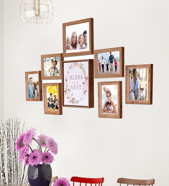 Buy Brown Wood Collage Photo Frames Set Of 7 By Art Street Online Collage Photo Frames Photo Frames Home Decor Pepperfry Product