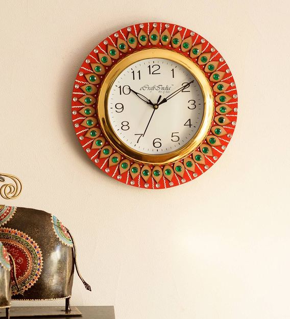 brown solid wood analog decorative wall clock