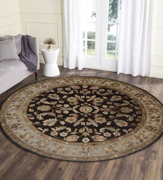 Buy Oriental Pattern Wool And Viscose Hand Tufted 6 X 6 Feet Carpet By Designs View Online Cut Pile Carpets Flooring Furnishings Pepperfry Product