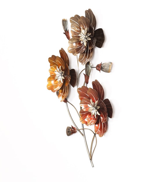 Buy Brown Metal Floret Wall Art by Home Online Floral Metal Art