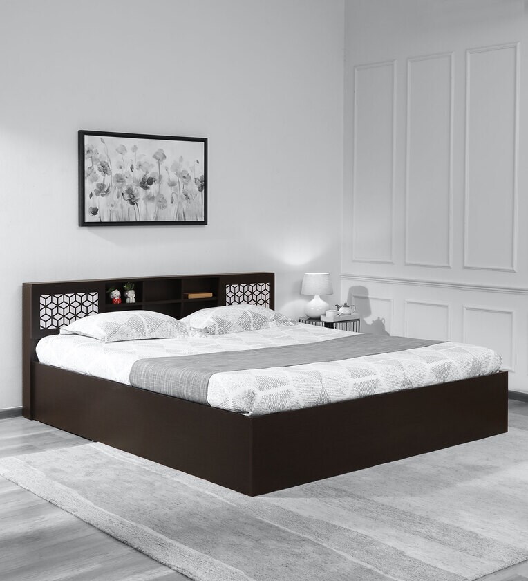Buy Braco King Size Bed with Box Storage in Wenge Finish Mintwud by