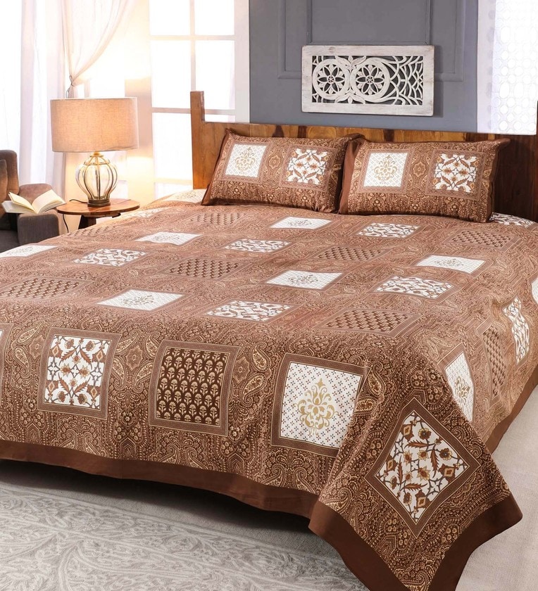 Buy 100 Cotton 260TC King Size Bedsheet With 2 Pillow Covers by Sleep