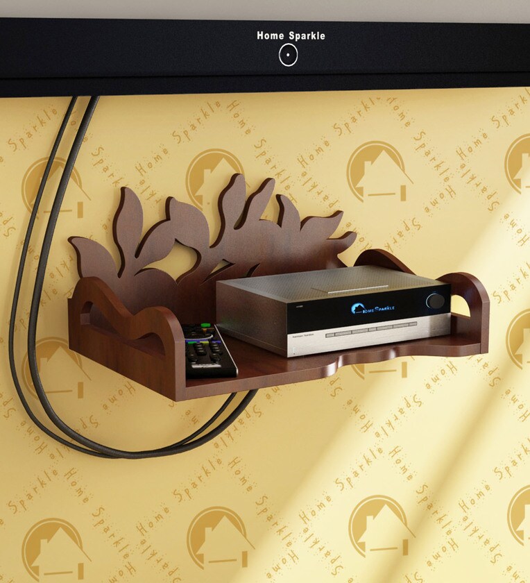 Buy Engineered Wood Set Top Box Holder in Brown Colour By Home Sparkle Online Set Top Box