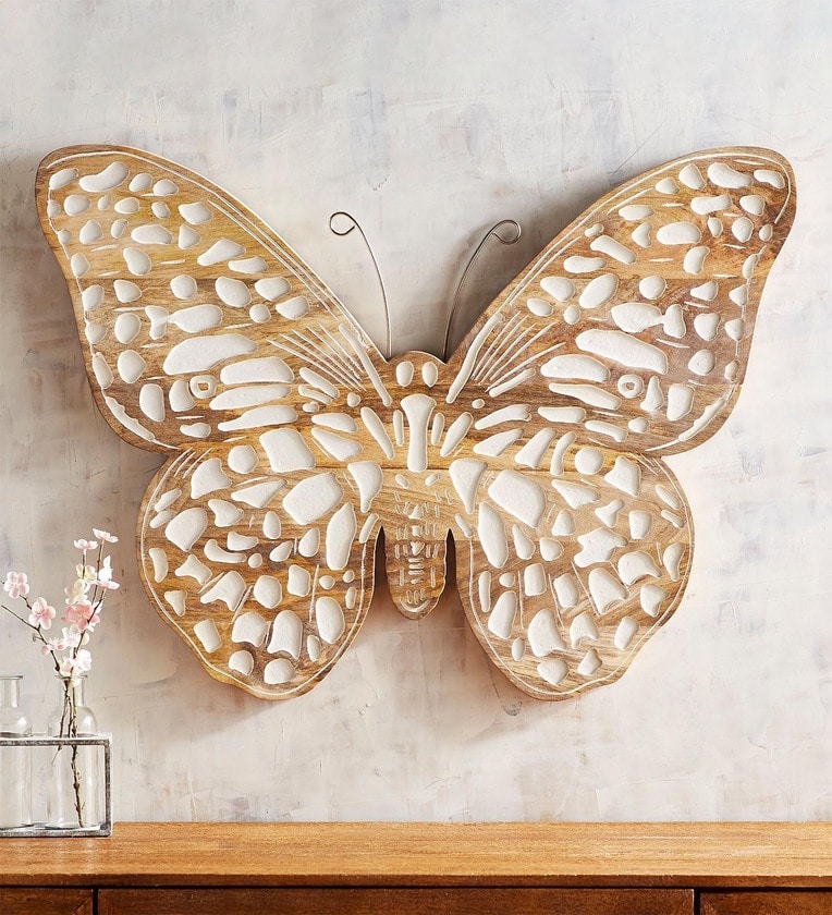 Buy Brown Mango Wood Butterfly Wall Art by Wooden Mood Online - Wooden ...