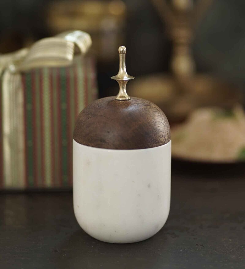 Buy Brass And Marble Prasadam Box Decor Gift By Courtyard Online