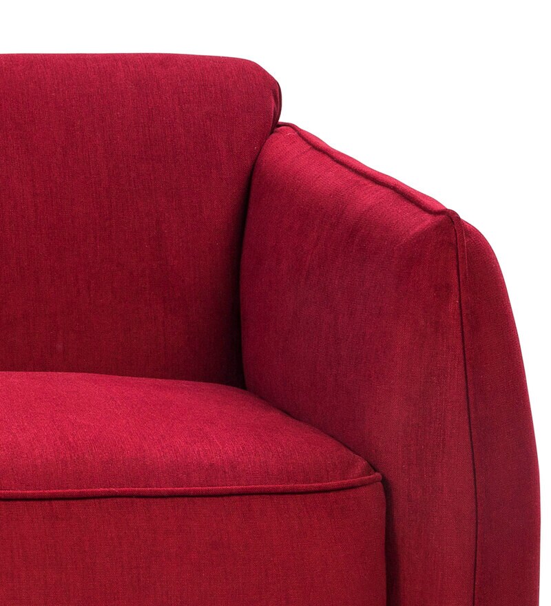 Buy Brawny Fabric 1 Seater Sofa in Maroon Colour by HomeTown Online
