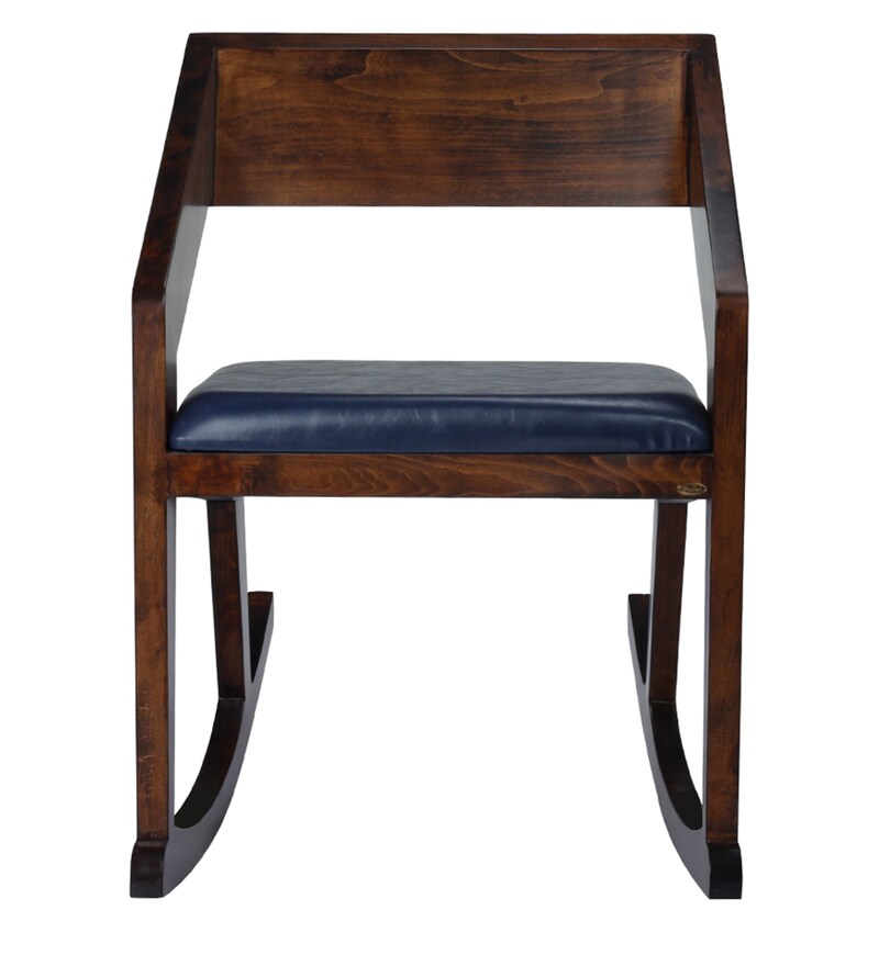 Buy Brenton Solid Wood Rocking Chair in Brown & Dark Blue Colour Online