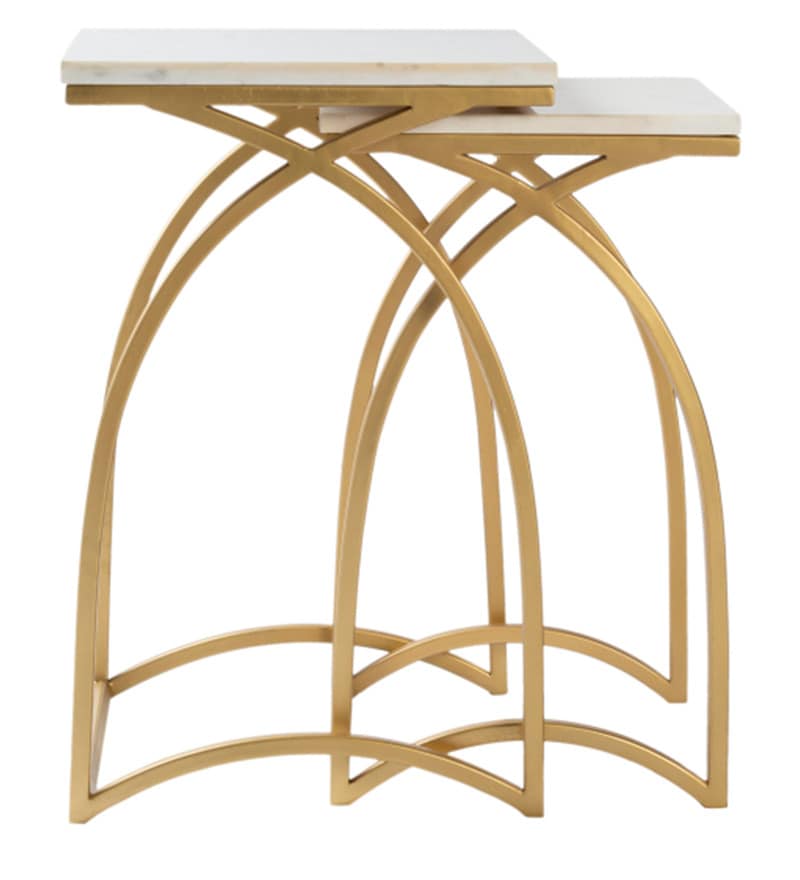 Buy Brisbane Nesting Table In Gold Finish By Claymint Online