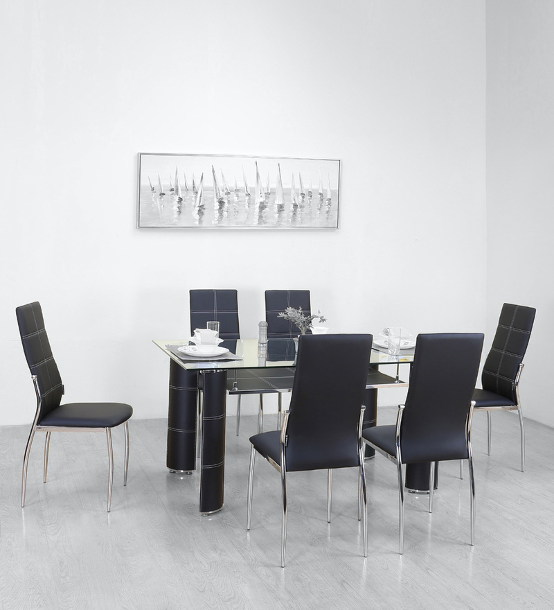 buy bristan 6 seater dining set in black colour by nilkamal online contemporary 6 seater dining sets dining furniture pepperfry product