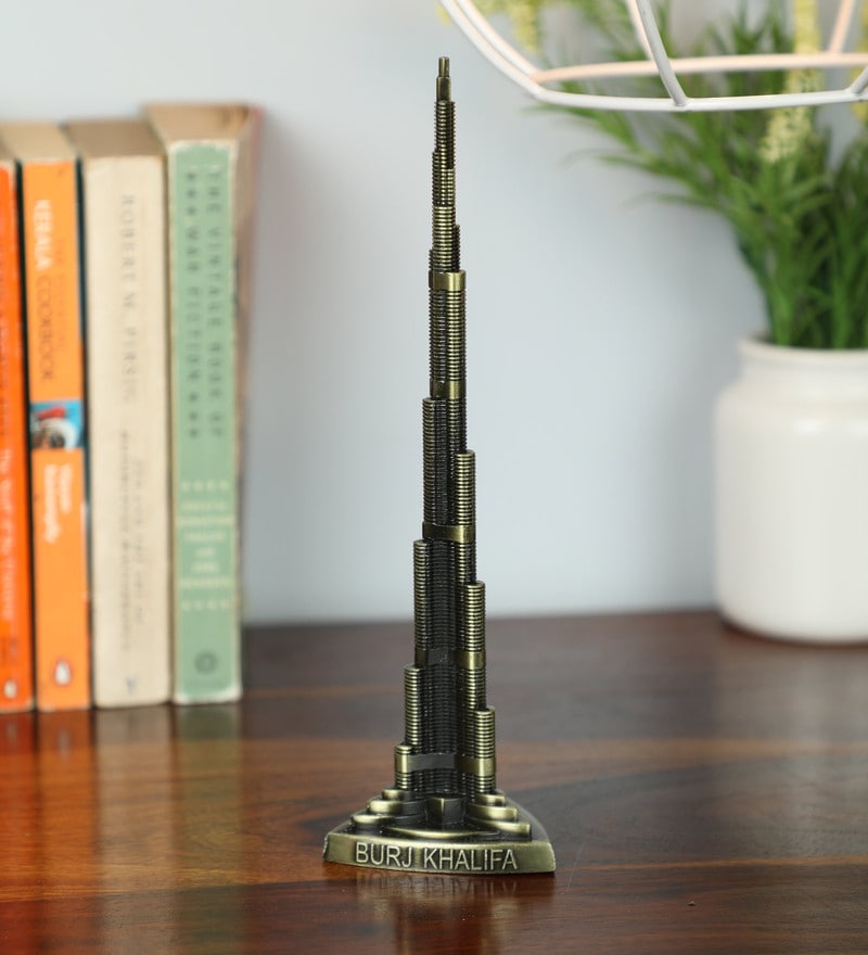 Buy Bronze Iron Dubai Famous Burj Khalifa Replica Showpiece by Zahab ...