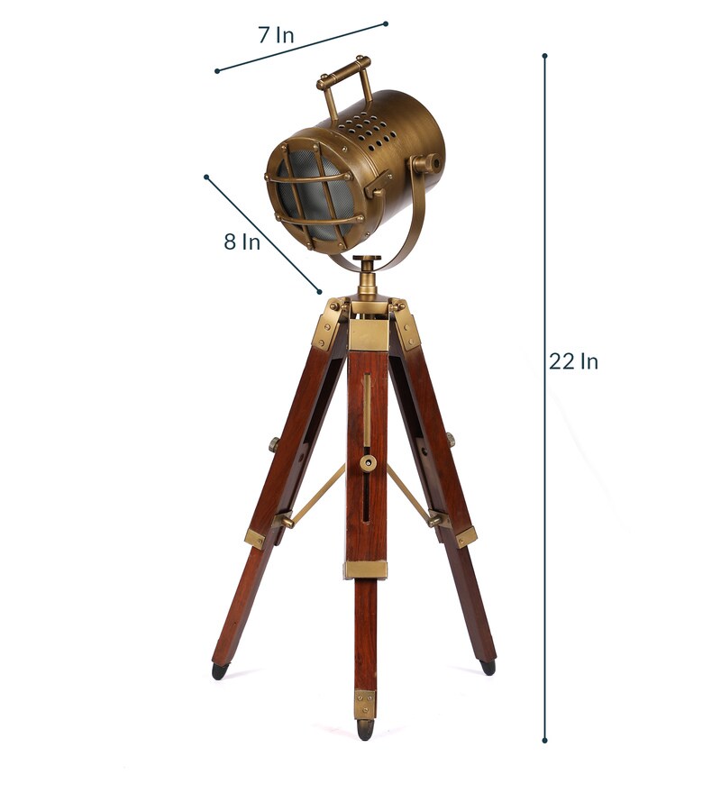 Buy Bronze Metal Shade Tripod Table Lamp with Brown Base by Pristine