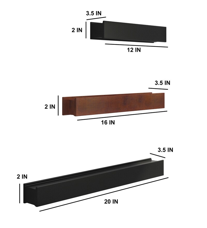 Buy Engineered Wood Floating Wall Shelves in Brown Colour by Home