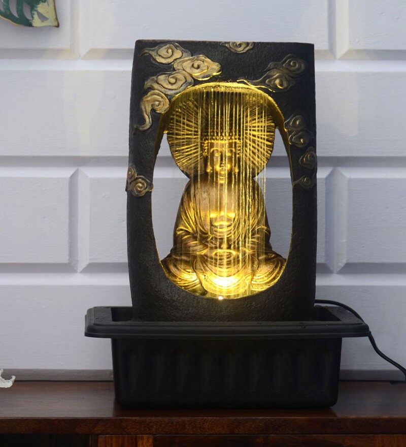 Buy Brown & Gold Polyresin Buddha Waterfall Indoor Water Fountain by