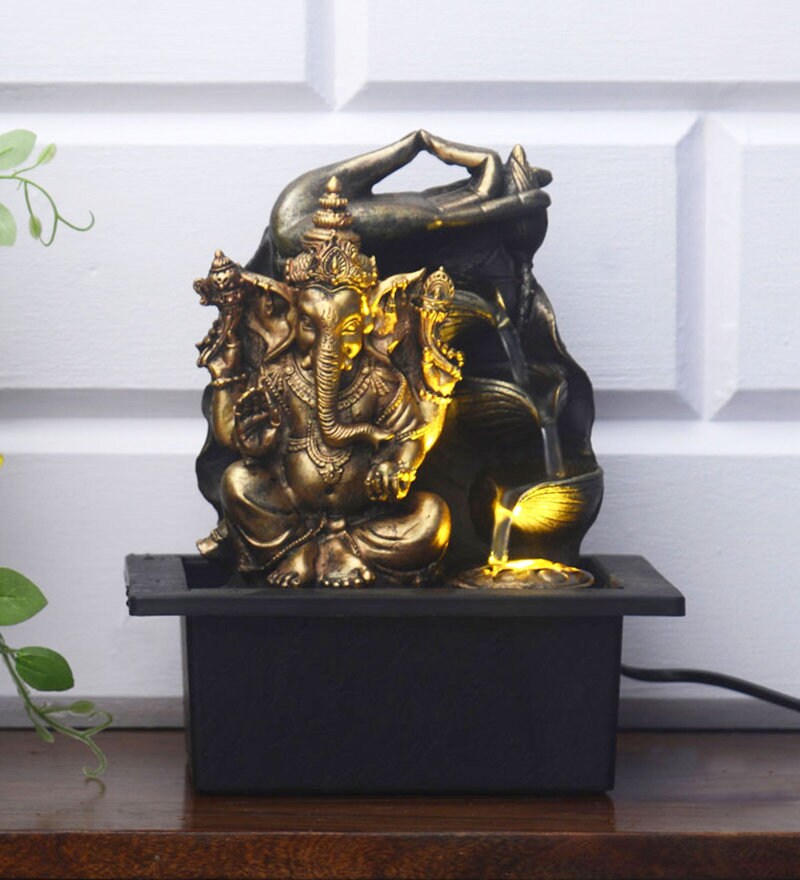 Buy Brown & Gold Polyresin Ganesh Shanti Pot Water Fountain By Home