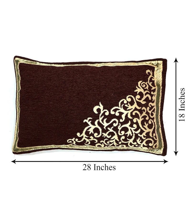 Buy Brown Traditional 500 TC Chenille Double Bed Cover with 2 Pillow