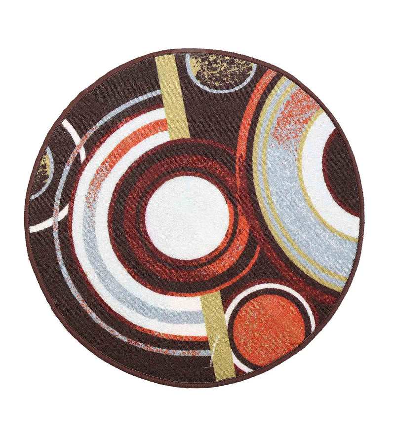 Buy Brown Nylon Geometrical 3 x 3 Feet Machine Made Carpet by Status