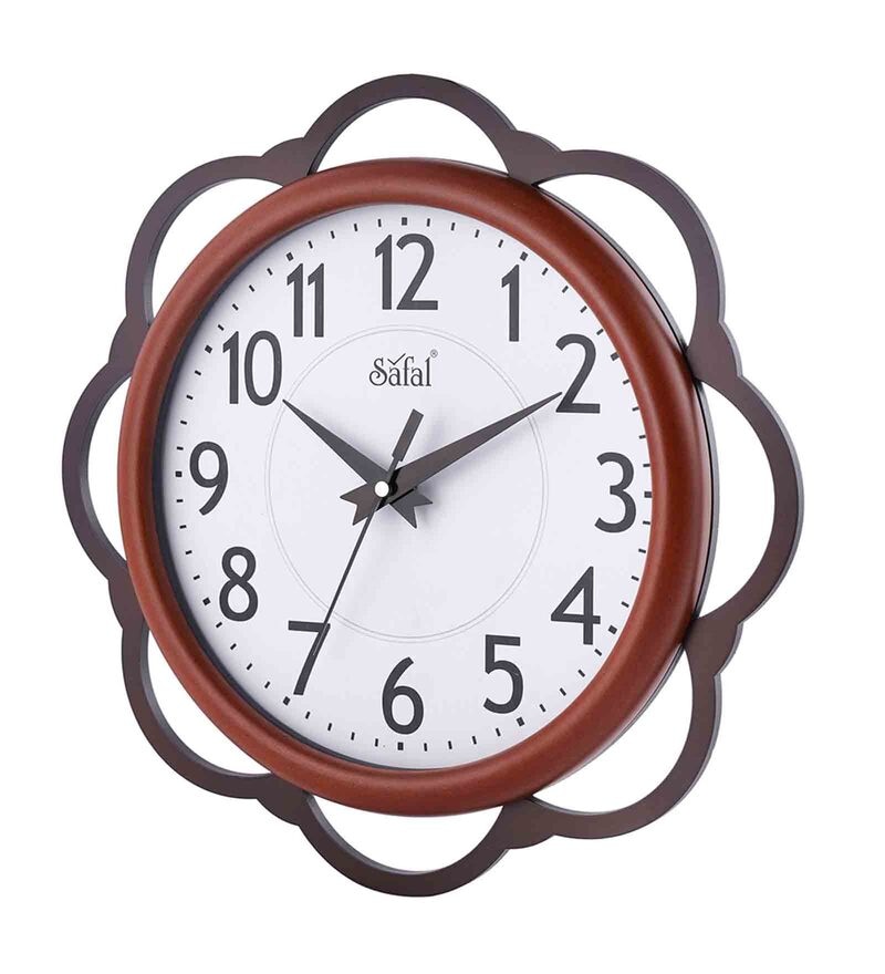 Buy Brown And Tan Wooden Silent Sweep Mechanism Wall Clock By Safal