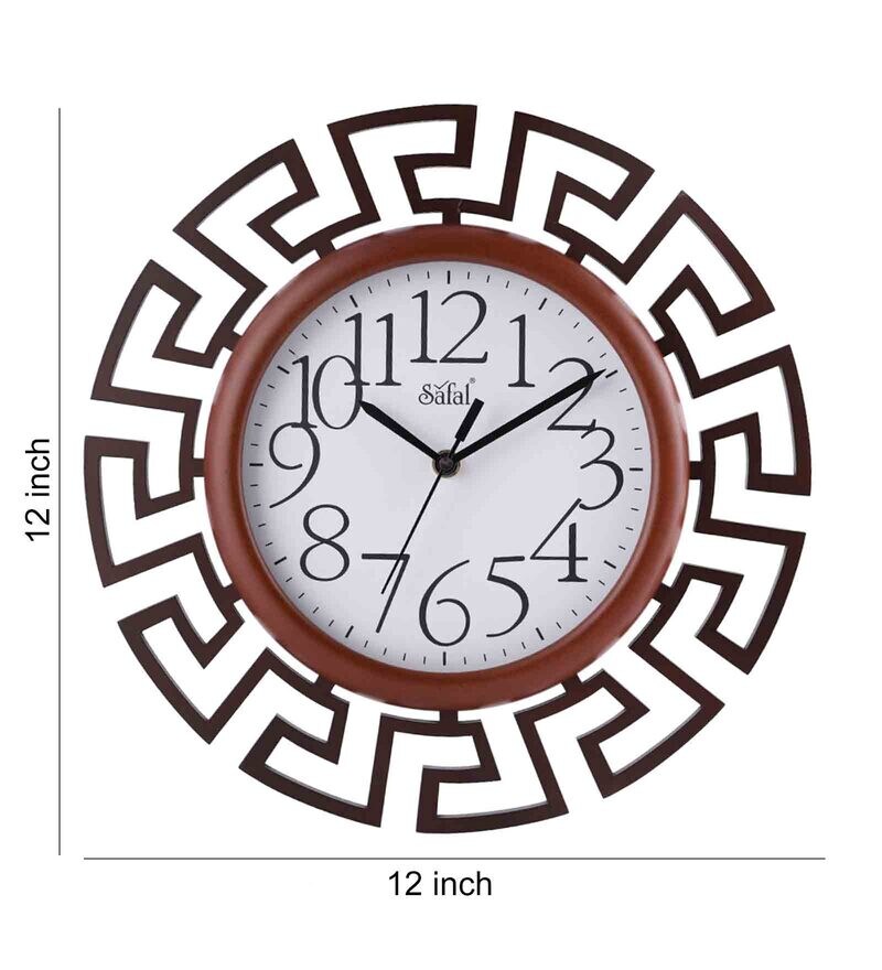 Buy Brown And Tan Wooden Silent Sweep Mechanism Wall Clock By Safal Quartz Online Modern Wall