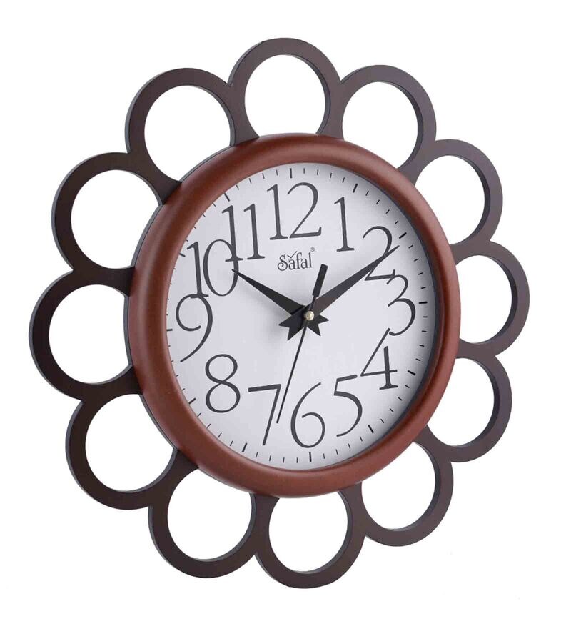 Buy Brown And Tan Wooden Silent Sweep Mechanism Wall Clock By Safal Quartz Online Modern Wall