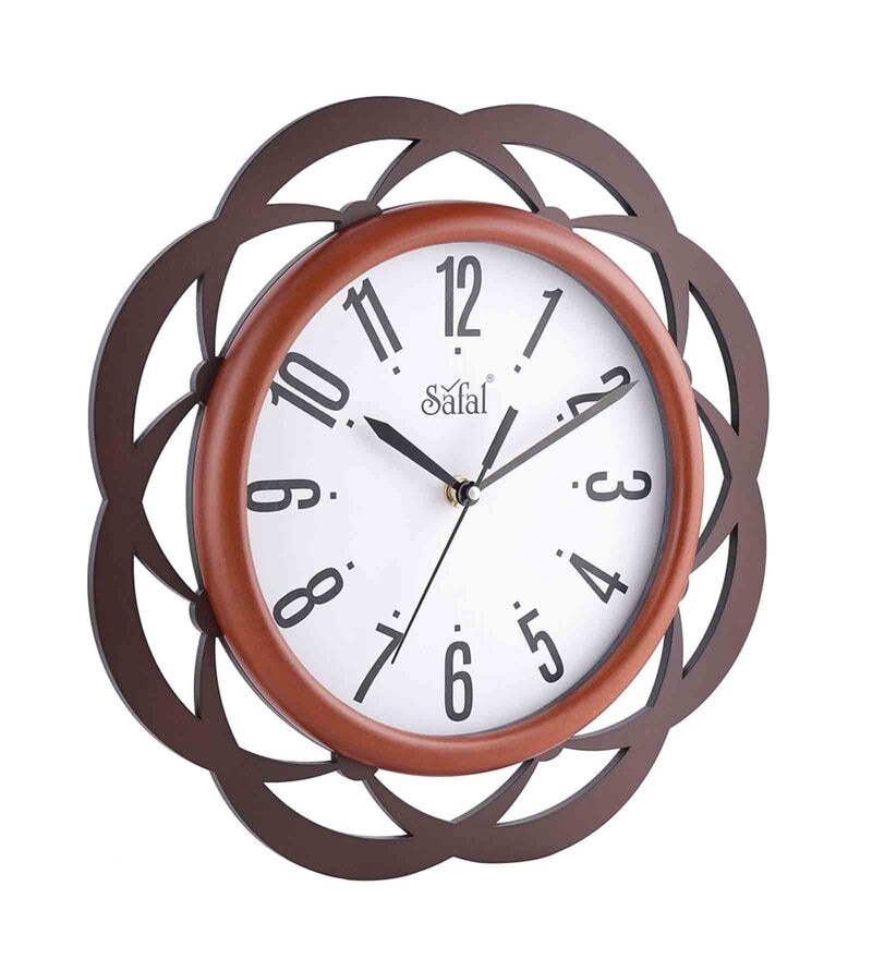 Buy Brown And Tan Wooden Silent Sweep Mechanism Wall Clock By Safal Quartz Online Modern Wall